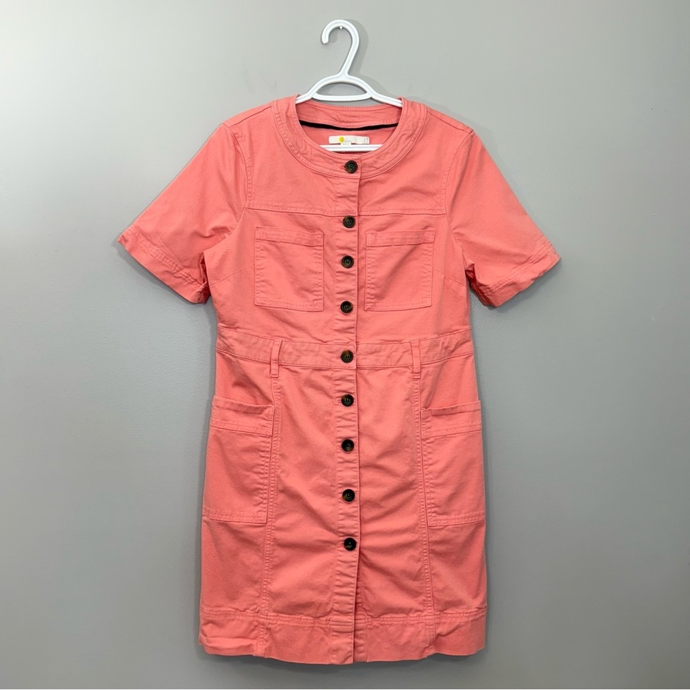 BODEN Coral Pink Denim Style Dress sz 10R